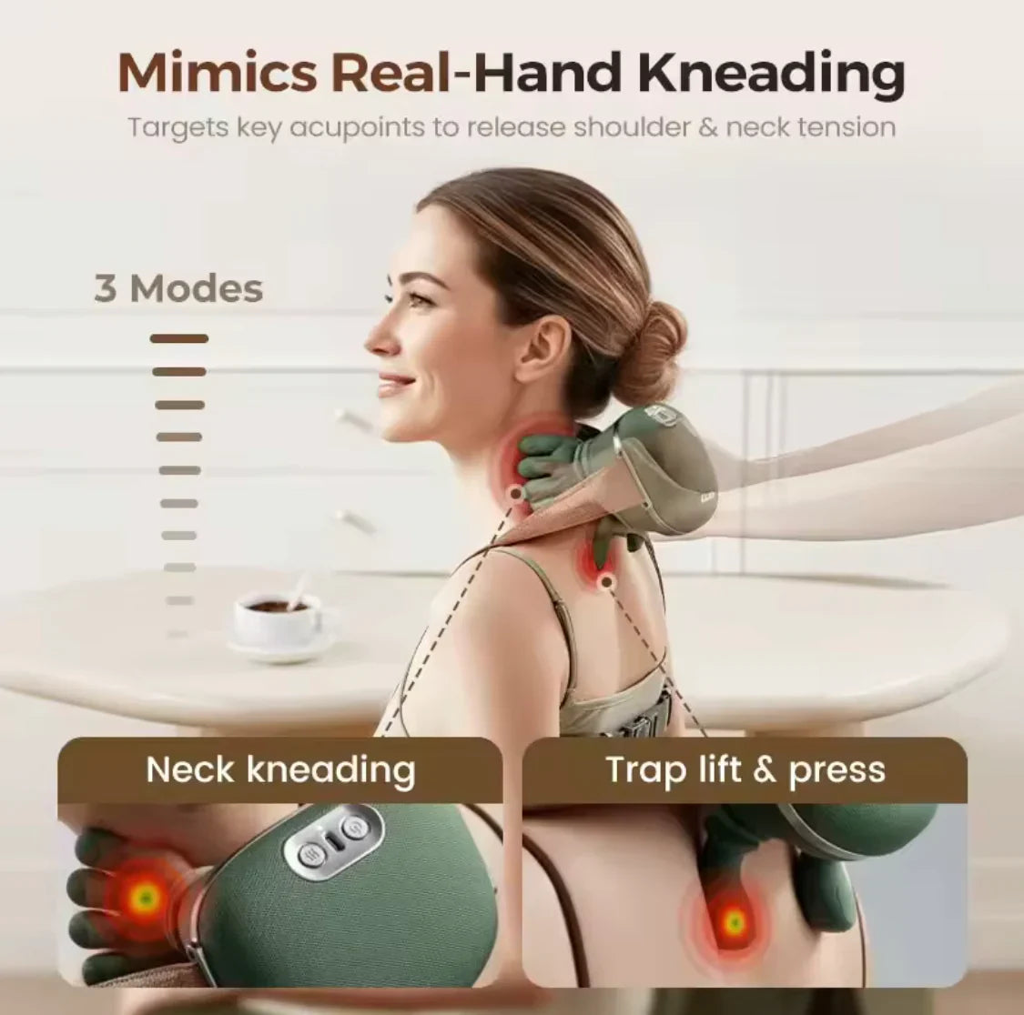 .Heated Pillow Neck And Back Massager, Bionic Neck Shoulder Massager, Electric Kneading Muscles Massager