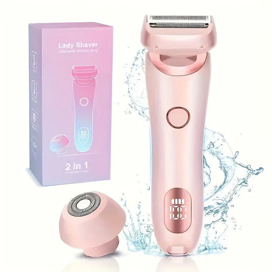 2-in-1 Women's Electric Shaver & Bikini Trimmer | Waterproof Face & Body Hair Remover