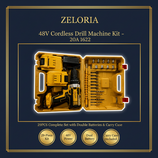 48V Cordless Drill Machine Kit 29PCS Complete Set with Double Rechargeable Batteries & Carry Case