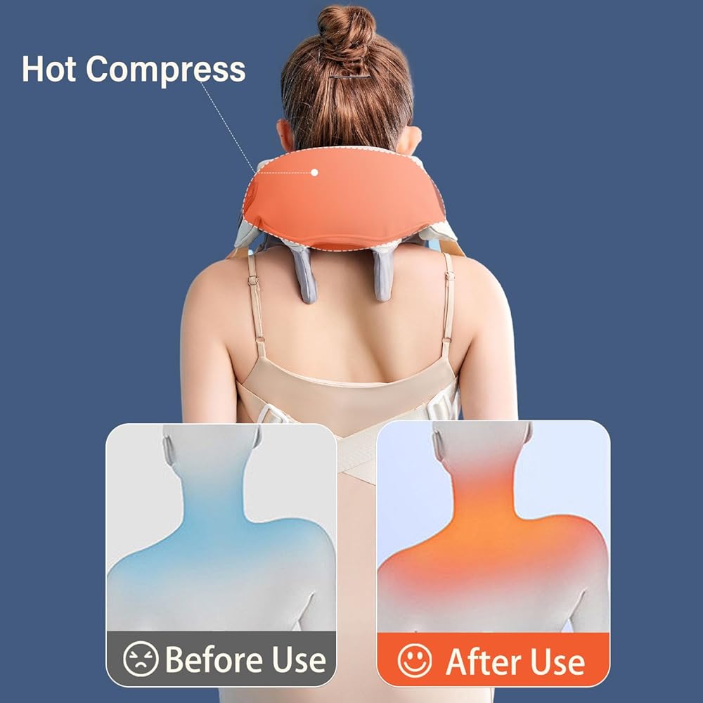 Rechargeable Electric Neck & Shoulder Massager with Heat – Deep Tissue Pain Relief
