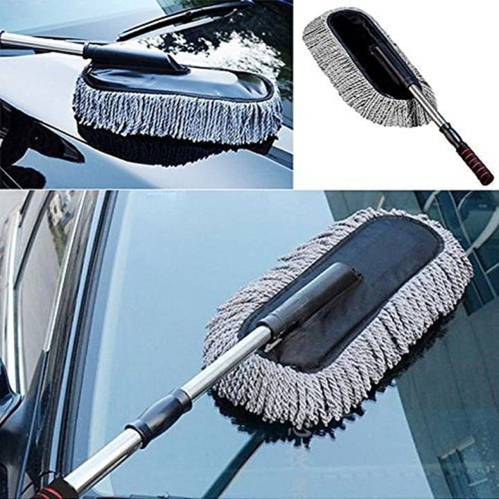 Soft Cotton Car Duster with Extendable Handle for Interior & Exterior Cleaning