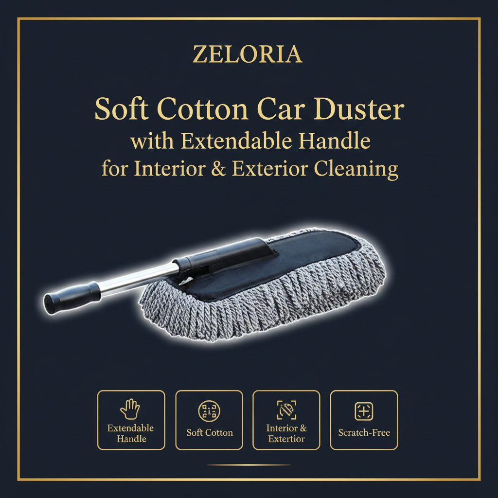 Soft Cotton Car Duster with Extendable Handle for Interior & Exterior Cleaning