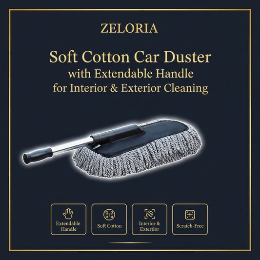 Soft Cotton Car Duster with Extendable Handle for Interior & Exterior Cleaning