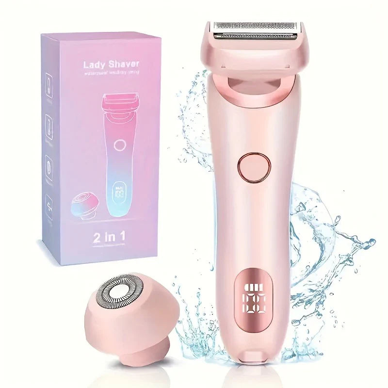 2-in-1 Women's Electric Shaver & Bikini Trimmer | Waterproof Face & Body Hair Remover