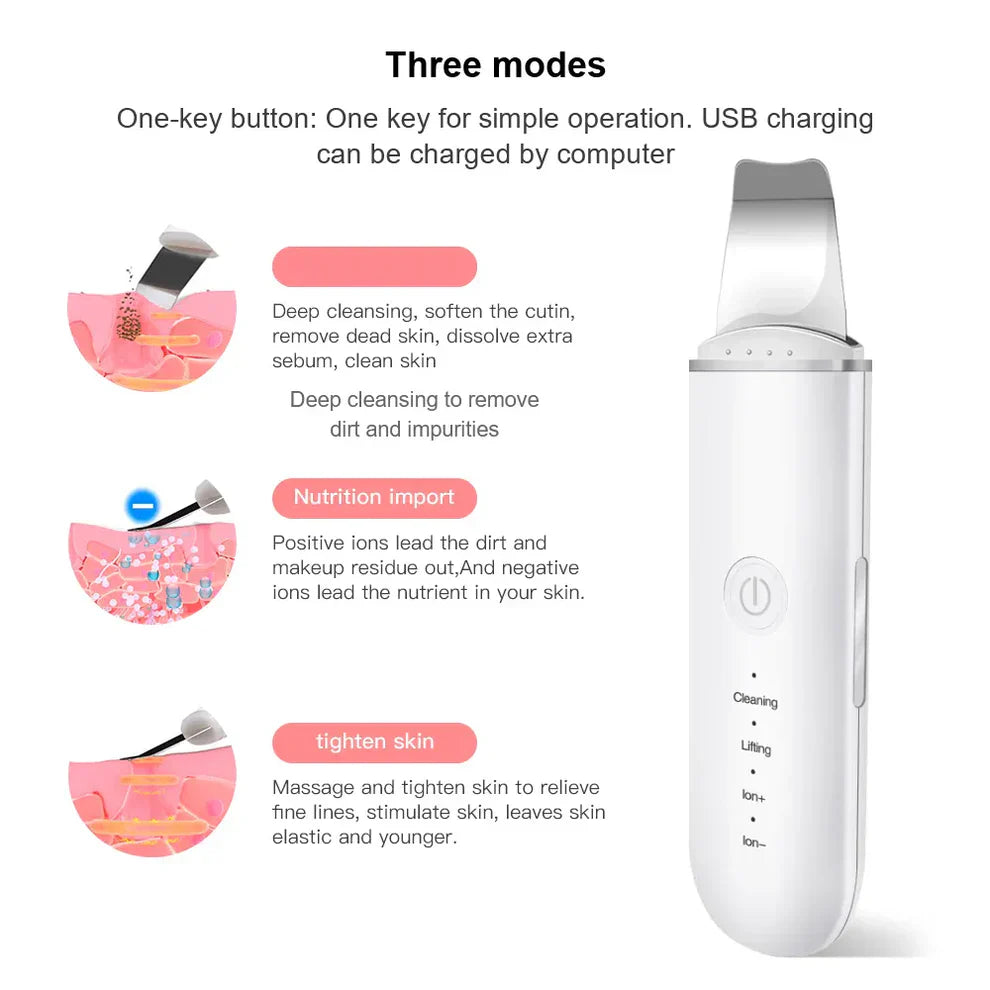 🌊 Ultrasonic Face Scrubber – Deep Pore Cleanser & Lifter 💆‍♀️
