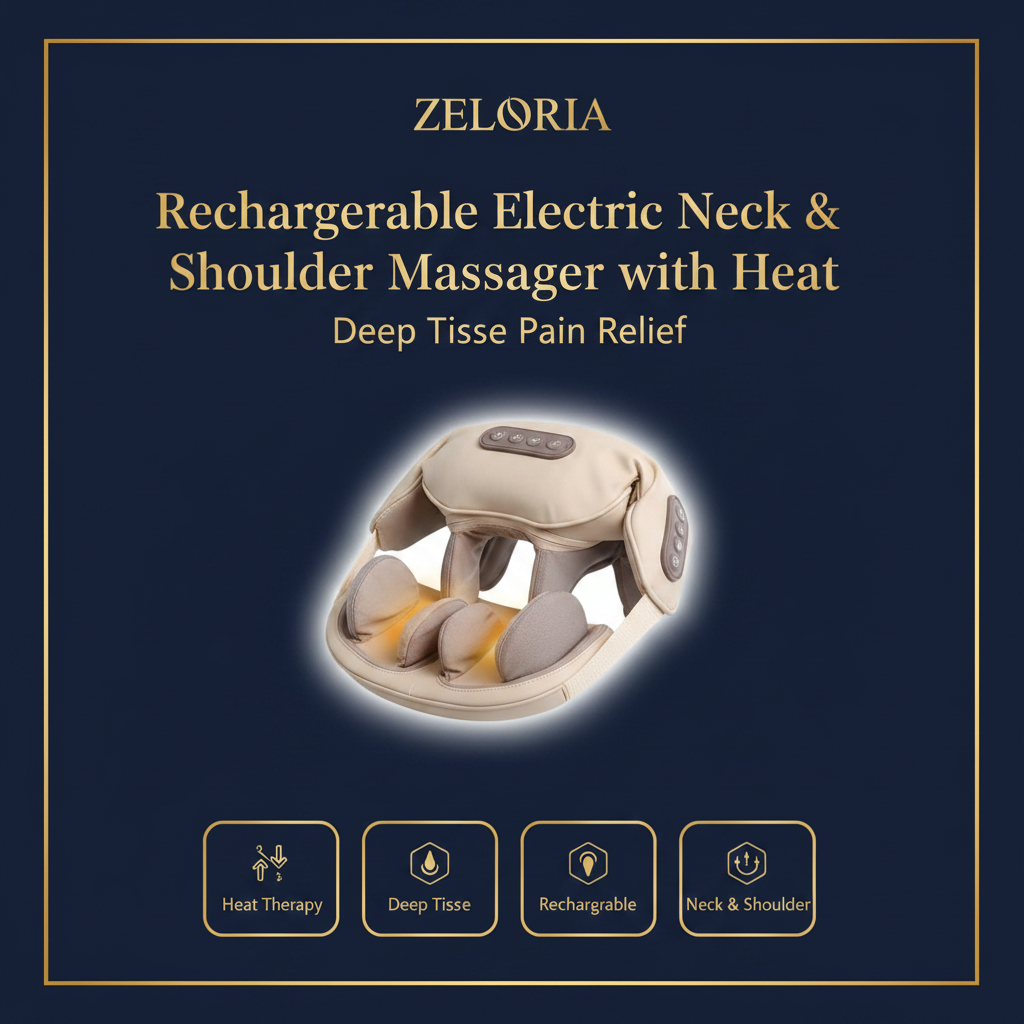 Rechargeable Electric Neck & Shoulder Massager with Heat – Deep Tissue Pain Relief